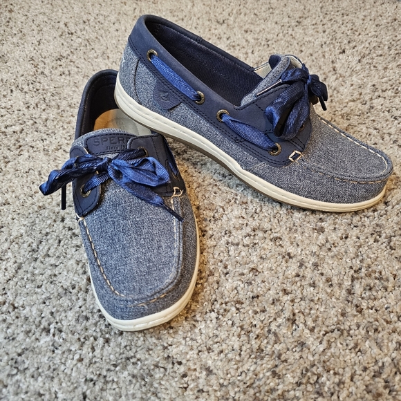 W Sperry Koifish Sparkle Chambray Navy Sz 6 - Picture 2 of 6